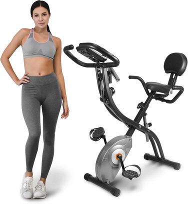 ATIVAFIT 3-в-1 складаний магнітний велотренажер для дому з ручним вимірюванням пульсу та LCD дисплеєм, фітнес-велосипед для спортсменів, чорний, компактний