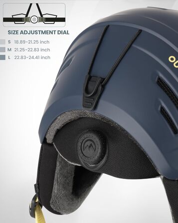 Шолом Outdooraster для сноуборду та лиж, маска 2-в-1, знімна, захисний EPS, 14 вентиляційних отворів, для чоловіків, жінок та підлітків (блакитний, розмір M)