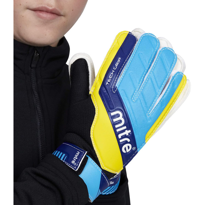Воротарські рукавички Mitre Magnetite для футболу, розмір 10, чорні/сині/жовті, високий комфорт