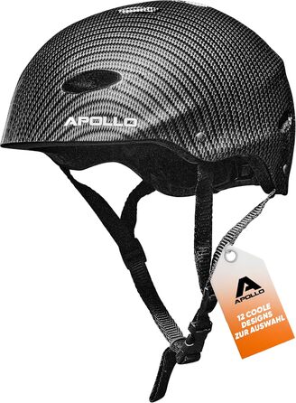 Шолом для скейтборду, самоката, BMX Apollo Bright Carbon, дитячий та дорослий, регульований, розмір L/XL (56-61 см)