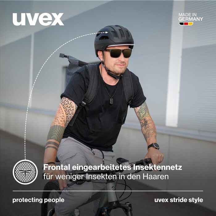 Велосипедний шолом Uvex Stride Style, універсальний, чорний матовий, 59-61 см, індивідуальне регулювання розміру, надійний та безпечний