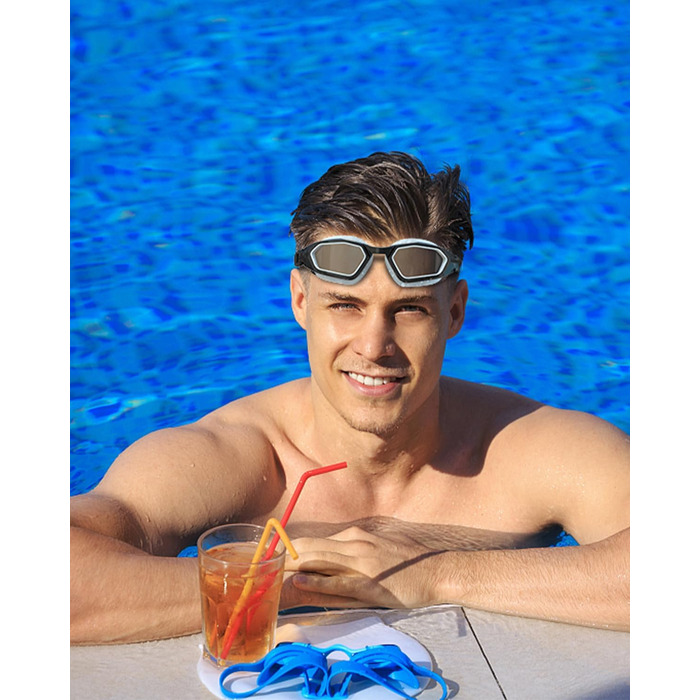 Окуляри для плавання Findway з антизапарюючим покриттям та UV-захистом, поляризовані, для чоловіків, жінок, підлітків, з запасним носовим упором, не пропускають воду, чіткий огляд, чорний & білий/поляризована димна лінза