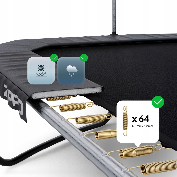Дитячий садовий батут Zipro прямокутний із внутрішньою сіткою, 8FT x 12FT