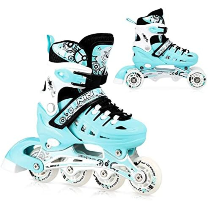 Ковзани фігуристичні Nils 4-в-1 регульовані - для дівчаток та хлопчиків, жінок - NH10905 (Блакитний, M (35-38))
