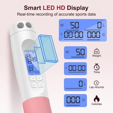 Стрибкове канат Flintronic з лічильником, для фітнесу, швидкий, регульований, з антиковзними ручками, для інтервальних тренувань HIIT, колір: білий