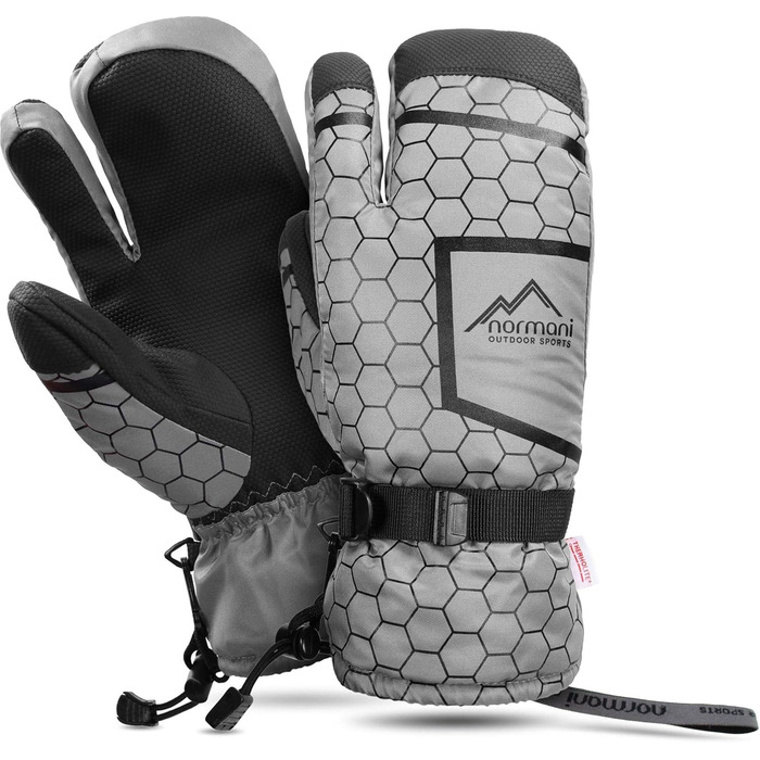 Зимові рукавички normani Apex утеплені ComforMax Classic до -35°C, крабовий стиль, сірі/чорні, XL