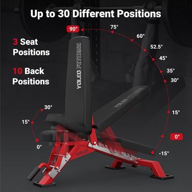 Лежанка для тренажерів YOLEO, професійна, регулюється, до 1000 кг, зі спинкою, що регулюється, для дому