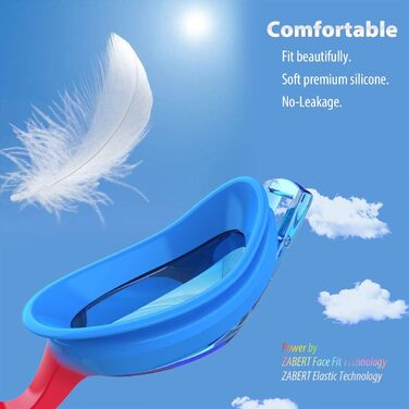 Дитячі окуляри для плавання K20 (2 шт.), антизапарник, захист від УФ, 3-10 років, блакитний + червоний