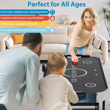 Стіл для хокею на повітрі HOMASIS, складаний, з LED-рахунком, електропривод, 2 шайби та 2 шайби, для дітей та дорослих