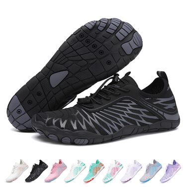Взуття Ruyi для чоловіків та жінок, без шкарпеток, швидковисихаюче, для плавання, бігу по пересіченій місцевості, фітнесу, з антиковзкою підошвою та широкою передньою частиною (A09 Чорний, 44 EU)
