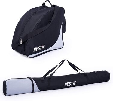 Набір для перевезення лиж та черевиків Skitasche: водонепроникний мішок для лиж до 175 см та сумка для черевиків | Чорний