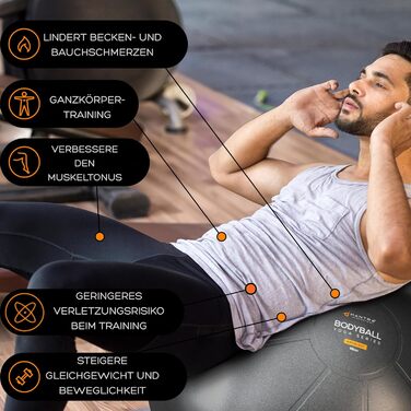 Фітбол MANTRA SPORTS для фітнесу, йоги та офісу. Чорний, розмір L (161-178 см)