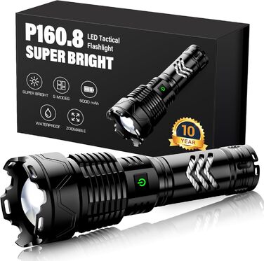Ліхтар LED Glarylight USB-C, 500000 люкс, 5 режимів, водонепроникний IPX7, для кемпінгу та туризму