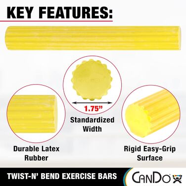 Тренажер для рук і пальців CanDo Twist-n-Bend, гнучкий жовтий, дуже легкий