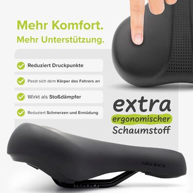 VELMIA Велосипедне сідло 100% Водонепроникне, безшовне та ергономічне - комфортне сідло для чоловіків та жінок, ідеальне для електровелосипедів, міських та гірських велосипедів, сідло (CITY)