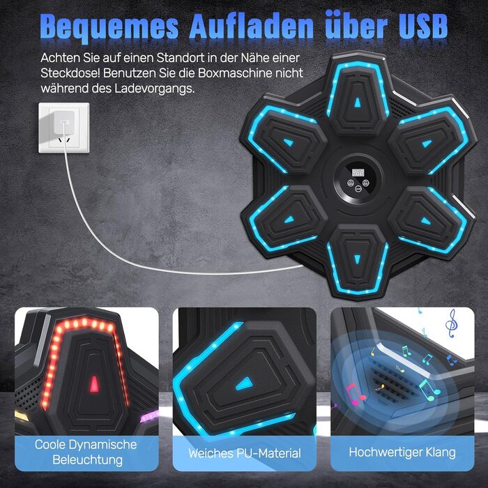 Музична боксерська машина SEMAI з Bluetooth, LED-дисплеєм та 9 режимами швидкості, електронний тренажер для боксу вдома, обладнання для фітнесу