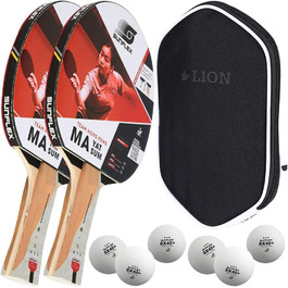 Sunflex MA YAT Sum професійна ракетка для настільного тенісу, ITTF сертифікат, анатомічна ручка Smart Grip, комплект з чохлом, м’ячами та додатковою ракеткою
