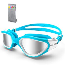 Дитячі окуляри для плавання YAKAON A1MINI Polarized: комфортні, з захистом від запотівання та UV-фільтром, синьо-сріблясті