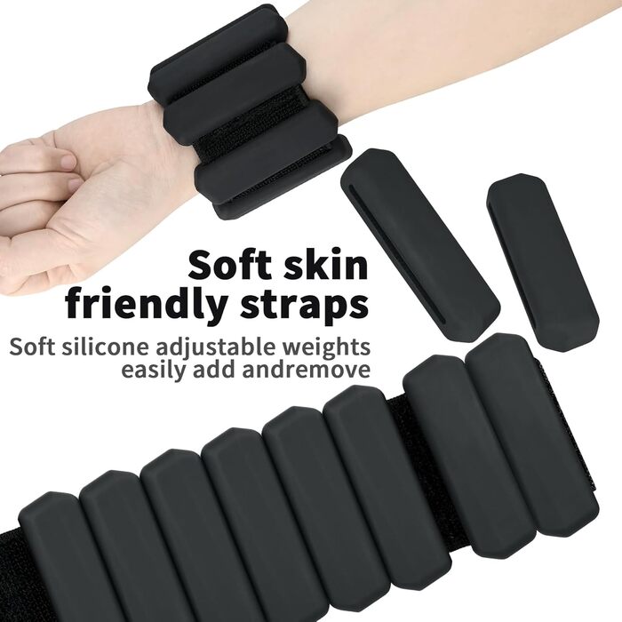 Набір манжет-важків для зап'ястя та щиколоток KOOOGEAR (2 шт., 1 кг) - Рожевий/Чорний, регульовані, для фітнесу, бігу, йоги