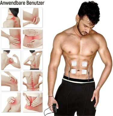 iStim EV-805 TENS EMS: 4-канальний апарат для електростимуляції та масажу - зняття болю в спині, шиї, плечах, ногах. Комплект з 16 електродів та батарейками AA