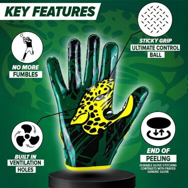 Футбольні рукавички Playeur Cheetah 4.0 з технологією GripPro, силіконова підошва, легкі, перфоровані, для дорослих та підлітків, зелені