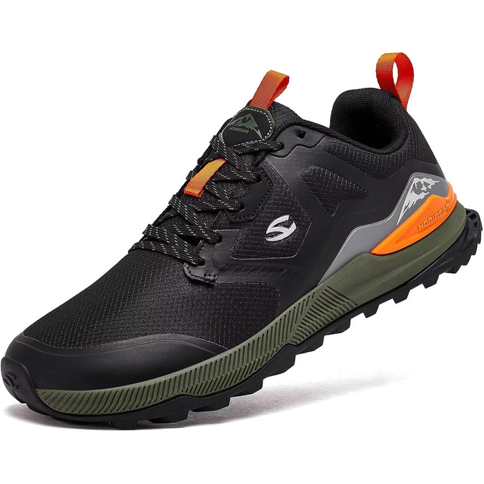 Чоловічі трейлові кросівки HOBIBEAR для трейлраннінгу, трекінгу та хайкінгу. Широка передня частина, не слизька підошва, чорний колір, 44 EU