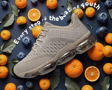 Чоловічі кросівки для бігу з повітряною подушкою, дихаючі, для тенісу, модні, з неслизькою підошвою, для тренувань, відпочинку, спорту, фітнесу, комфортні туристичні черевики (40 EU, Хакі)