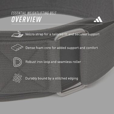 Пояс для важкої атлетики adidas Essential для підтримки попереку і талії, підвищене навантаження