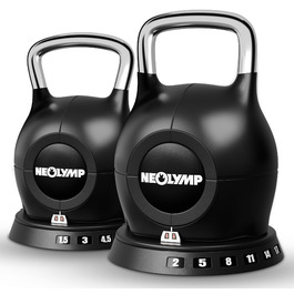 Набір гирь NEOLYMP 2-20 кг (7-в-1) регульовані для тренувань вдома - чавунні гирі з міцною нержавіючою ручкою для ефективних махів