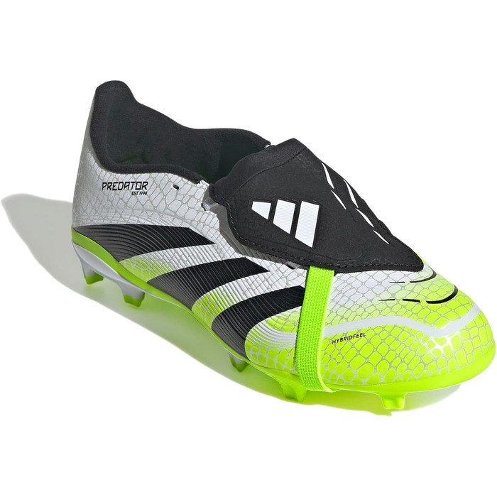 Дитячі футбольні бутси adidas Predator League з відкидною конструкцією язичка для жорсткого/багатоповерххового поля, розмір 35 EU, кольори: білий, чорний, лимонний