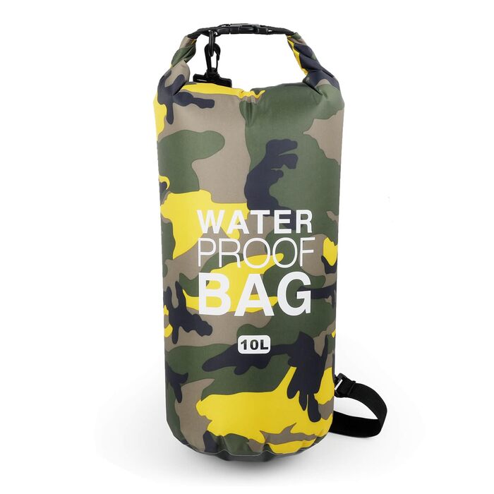 Водонепроникний мішок Dry Bag 10L/20L з регульованим плечовим ременем для плавання, рафтингу, кемпінгу, риболовлі, катання на човні, піших прогулянок та каякінгу (Жовтий)