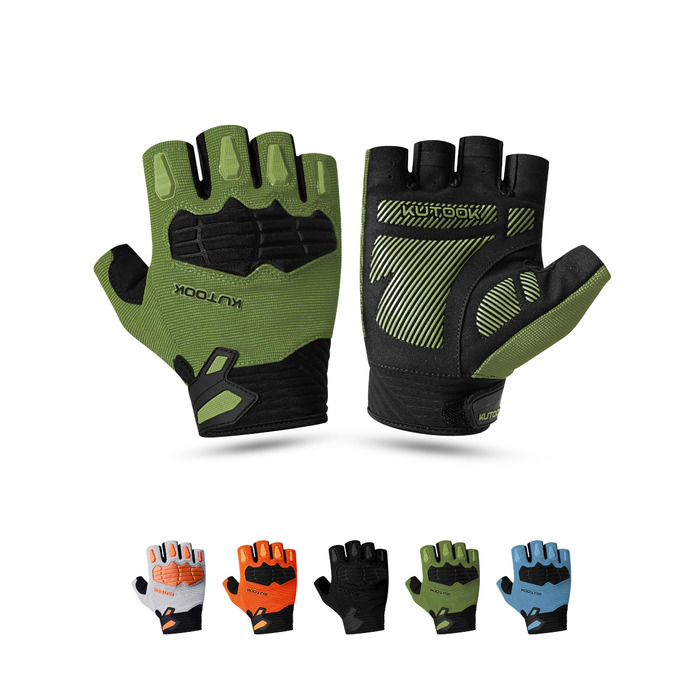 Велосипедні рукавички KUTOOK MTB для гірського велосипеда, чоловічі/жіночі, літні, з підкладкою на долоні 5 мм, захист TPR SCR, сенсорний екран, дихаючі, зелені, XL
