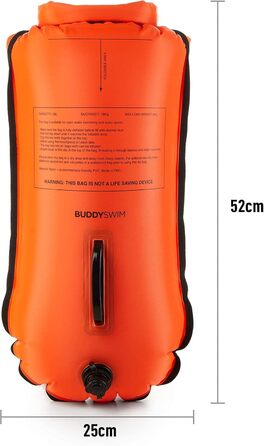 Buddyswim набір: буй для плавання 28 л та силіконова шапочка, помаранчевий. Безпечна плавальна буя для відкритої води з водонепроникним відсіком.