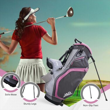 Сумка для гольфу JAD PRO Golf Premium Stand Bag для чоловіків та жінок, 14 відділень, легка, водостійка, рожева/сіра