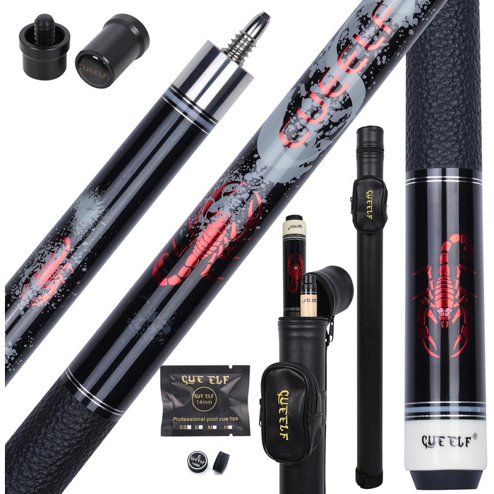 CUEELF Scorpion: Професійний бик-стік для більяру з канадського клена, 147.3 см, низька вага, 553-595 г