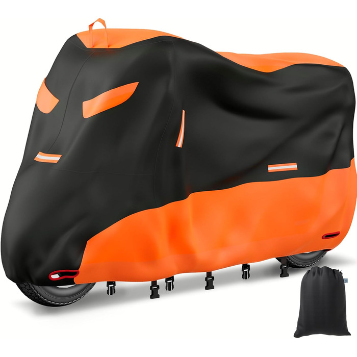 Водонепроникна накривка для мотоцикла Motorrad, 245x105x125 см. Захист від UV, дихаюча, з відбиваючими елементами. Підходить для мотоциклів, скутерів та велосипедів