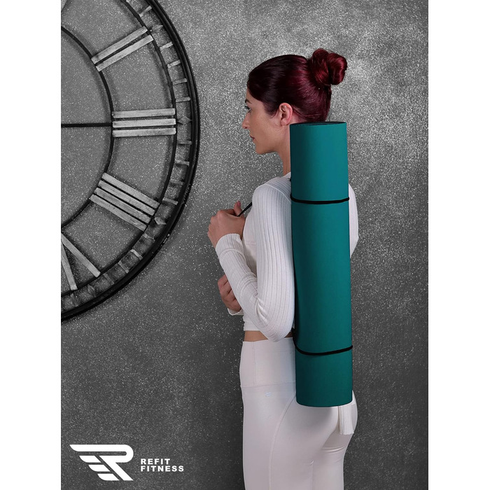 Килимок для йоги REFIT FITNESS Perfect-Fit 190 x 60 x 0,6 см з покриттям GeckoGrip & Sensi-Plus TPE. Безпечний, неслизький, з ручкою для перенесення. Підходить для фітнесу та гімнастики.