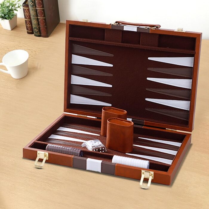 Набір для гри в шашки (бекґеммон) дерев'яний, 15 дюймів, для дорослих та дітей, у кейсі