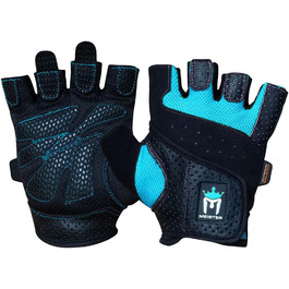 Жіночі вантажні рукавички Meiter Fit Grip з Amara-шкірою (Чорний/Турквіс, XL)