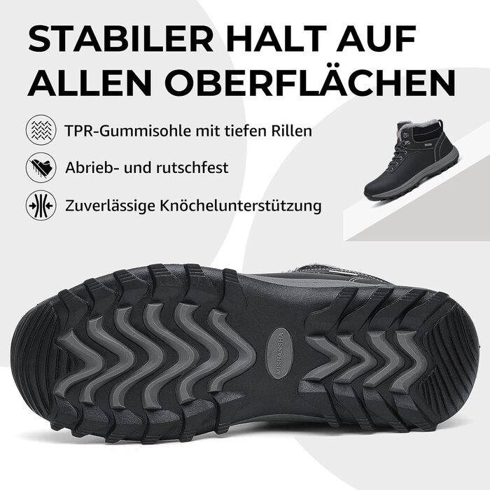 Зимові черевики Mishansha для жінок та чоловіків, теплі, водонепроникні, для ходьби, розмір 36-48, чорний