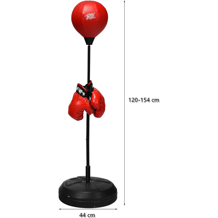 GYMAX Набір для боксу з боксерським мішком 120-154 см, регульований, з рукавичками та насосом, стійка для дітей та дорослих, для боксу, кікбоксингу, швидкісних тренувань, зняття стресу