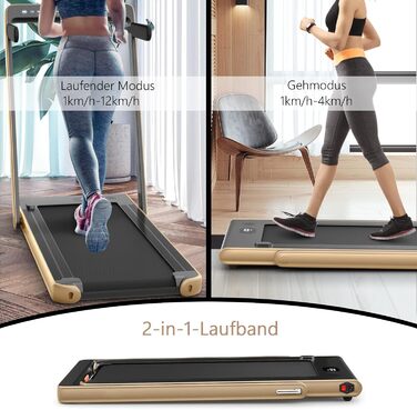 Бігова доріжка COSTWAY 2 в 1, складна, 2,25 к.с., з APP, Bluetooth, сенсорним екраном і пультом, 1-12 км/год, для дому, під стіл