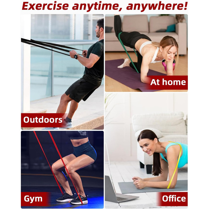 Набір еластичних стрічок FAOKZE для фітнесу, йоги, стрейчингу та силових тренувань (5 шт.)