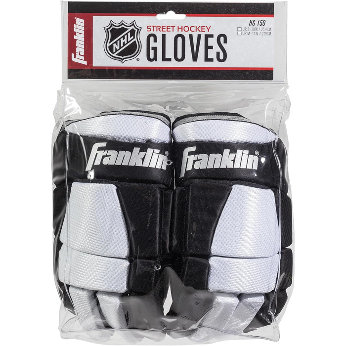Дитячі роликові хокейні рукавички Franklin NHL SX150, чорні/сріблясті, розмір Small (10 дюймів/25,4 см)