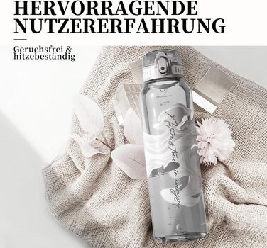 Дитяча пляшка для води UZSPACE 600 мл, спортивна, без витоку, з одноручним керуванням, для газованої води, миється в посудомийній машині, для школи та активного відпочинку, білий колір