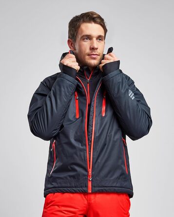 Чоловіча лижна куртка Black Crevice: чорний/червоний, водонепроникна, з капюшоном