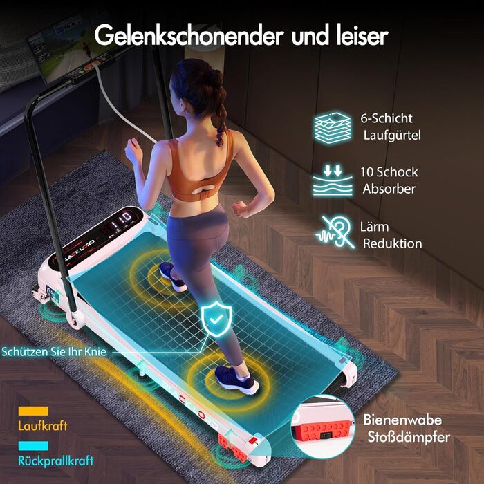 Біговий доріжка BLACK LORD X7, Walking Pad під стіл, 3.0PS, до 130кг, Bluetooth, 3 рівня нахилу, рожевий