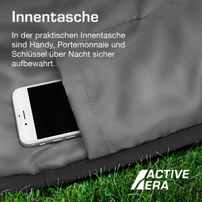 Сплячий мішок Active Era Mumienschlafsack: зимовий, літній, водонепроникний, легкий, температурний режим -10°C до 10°C, компактний, для кемпінгу (Чорний)