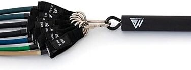 Набір для силових тренувань SmartWorkout® з гумовими стрічками опору – 19 шт., до 120 кг, стержень, дверний анкер, програма тренувань