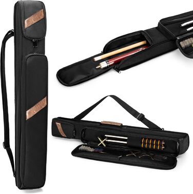 Чохол для більярдного кия: для 1 обідка та 1 кия, з ручкою та регульованим плечовим ременем, з кишенею для аксесуарів, чорний